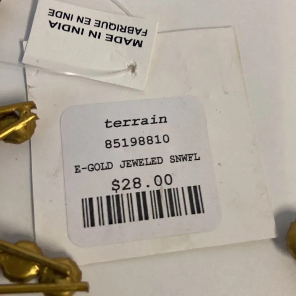 Anthropologie Gold Jeweled Snowflake Ornament Set of 2